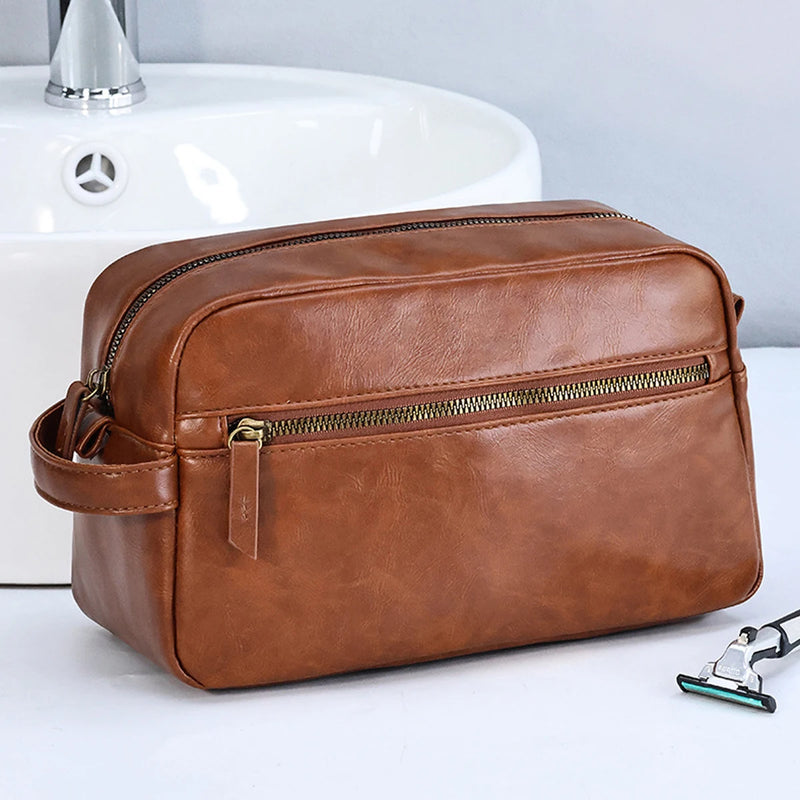 Trousse de toilette en cuir pour homme