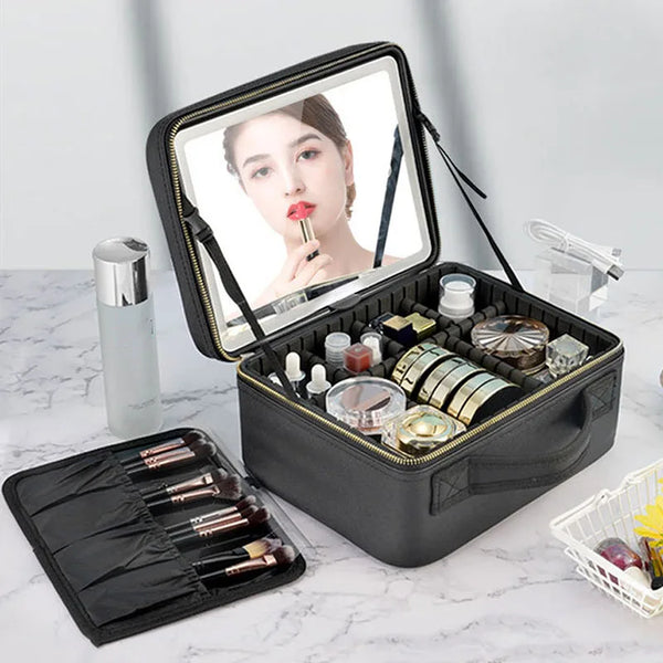 Trousse de maquillage avec miroir LED