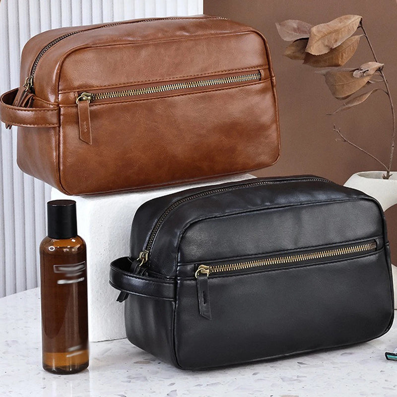 Trousse de toilette en cuir pour homme